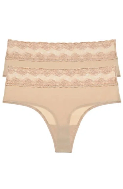 Natori Bliss Perfection One Size High Rise Thong 2-pack In Brown