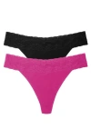 Natori Bliss Perfection One Size Thong 2-pack In Pink