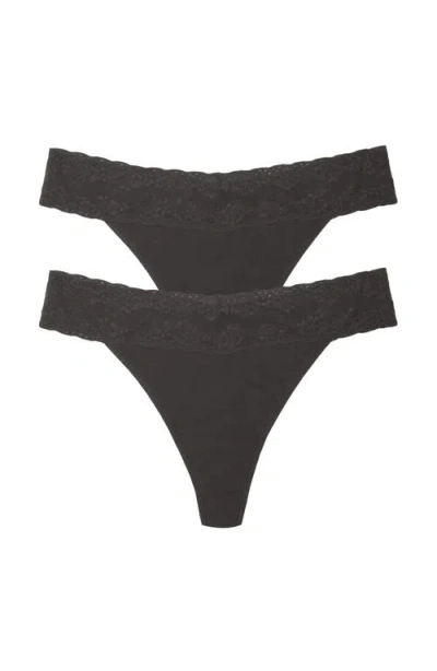Natori Bliss Perfection One Size Thong 2-pack In Black