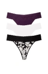 Natori Bliss Perfection One Size Thong 3-pack In Multi