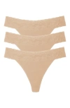 Natori Bliss Perfection One Size Thong 3-pack In Brown