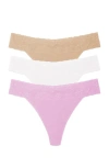 Natori Bliss Perfection One Size Thong 3-pack In Multi
