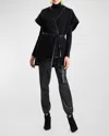 Natori Boiled Wool Wrap Poncho In Black