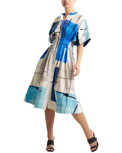 Natori Button Down Dress In Blue/grey