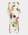 Natori Calypso Floral-print Midi Caftan In Multi
