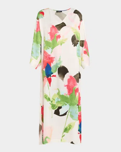 Natori Calypso Floral-print Midi Caftan In Multi