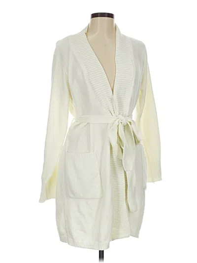 Pre-owned Natori Cardigan Sweater In White