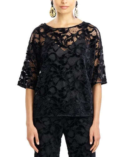 Natori Chenille Lace Square Top With Cami In Black