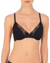 Natori Feathers Contour Plunge Lace-trim Bra 730023 In Black