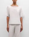 Natori Colette Cropped Lace-trim Pajama Set In White