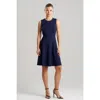 Natori Compact Knit Fit And Flare Dress In Midnight Navy