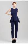 Natori Compact Knit Peplum Top In Midnight Navy