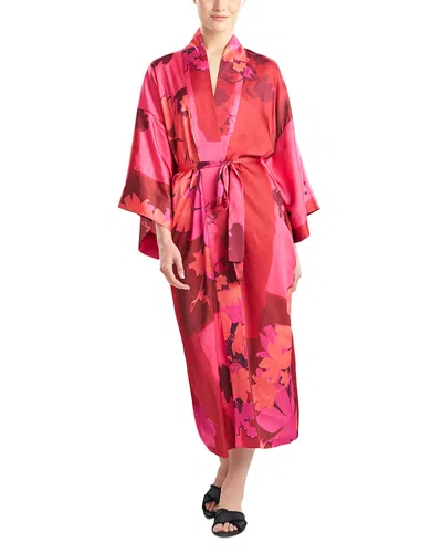 Natori Coromandel Satin Kimono Robe In Pink