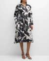 NATORI COTE D'AZUR FLORAL-PRINT CHINO MIDI SHIRTDRESS