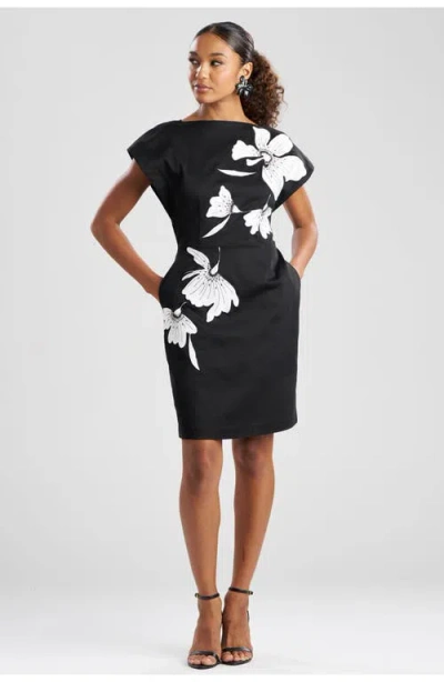 Natori Cotton Chino Embroidered Mini Dress In Multi