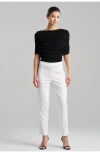 Natori Cotton Chino Side Zip Ankle Pants In White