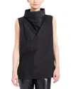 Natori Sleeveless Funnel-neck Cotton Poplin Shirt