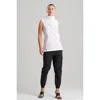 Natori Sleeveless Funnel-neck Cotton Poplin Shirt In White