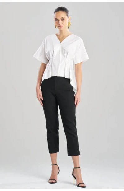 Natori Cotton Poplin Pleated Back Cocoon Shirt In White