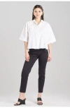 Natori Embroidered Cutout Boxy Poplin Shirt In White