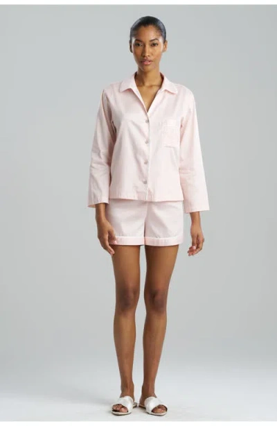 Natori Cotton Sateen Embroidered Essentials Notch Pj Short Set