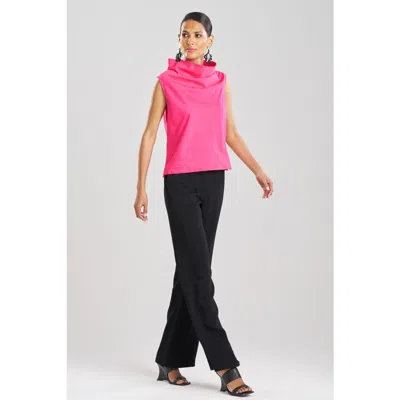 Natori Cotton Silk Slub Crop Funnel Top In Pink