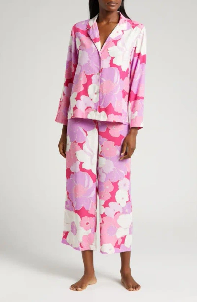 Natori Croisette Floral Matte Satin Pyjamas In Pink