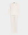 Natori Cropped Cotton Sateen Pajama Set In White