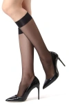 Natori Crystal Sheer Knee-high Socks In Black