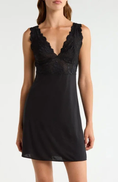 Natori Delight Lace Bodice Chemise In Black