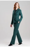 Natori Double Jersey Two Button Peak Lapel Blazer In Bottle Green