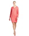 Natori Women's Long-sleeve V-neck Jacquard Dress In Pink