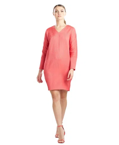 NATORI DRESS WOMEN'S PEACH SCROLL JACQUARD LONG SLEEVE PULLOVER FTS1081