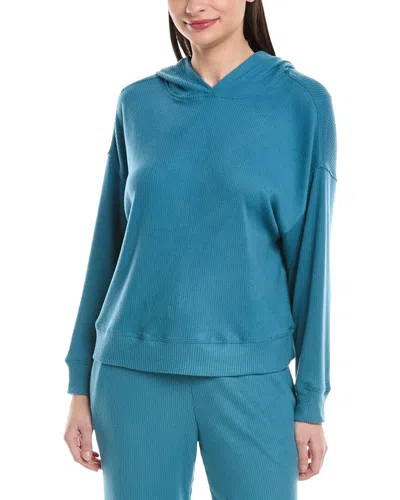 Natori Eden Brushed Knit Everywhere Rib Hoodie In Blue