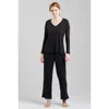 Natori Eden Everywhere V-neck Long Sleeve Top In Black