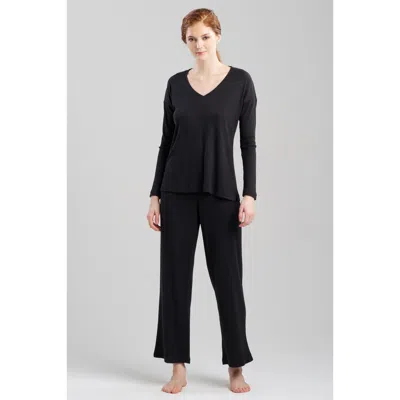 Natori Eden Everywhere V-neck Long Sleeve Top In Black