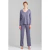 Natori Eden Everywhere V-neck Long Sleeve Top In Blue