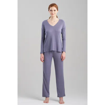 Natori Eden Everywhere V-neck Long Sleeve Top In Blue