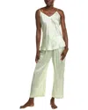 Natori Edit 2pc Lily Printed Satin Icon Pajama Set In Green