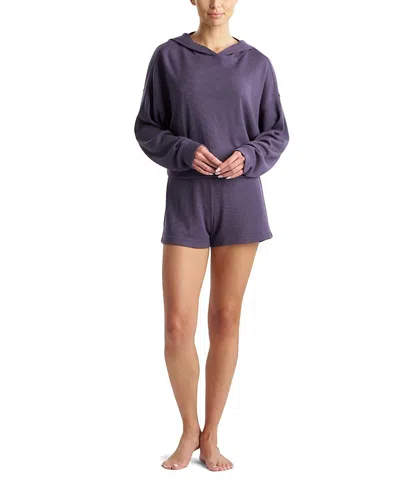 Natori Edit Mila Waffle Everywhere Hoodie In Purple