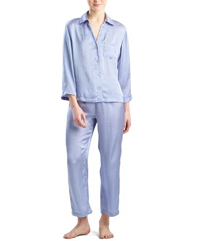 Natori Edit Natori Ashley Icon Notch Top And Pant Pj Set In Blue