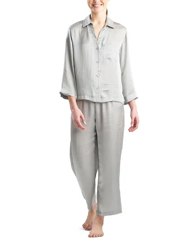 Natori Edit Natori Ashley Icon Notch Top And Pant Pj Set In Gray