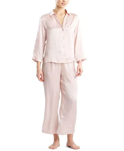 Natori Edit Natori Ashley Icon Notch Top And Pant Pj Set In Pink