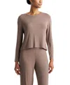 Natori Edit Skye - Rib Ease Long Sleeve Top In Brown