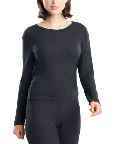 Natori Edit Skye Rib Ease Long Sleeve Top In Black