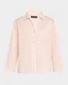 Natori Embroidered Cotton Sateen Short Pajama Set In Pink