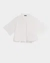 Natori Embroidered Cutout Boxy Poplin Shirt In White