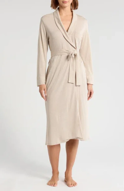 Natori Embroidered Shangri-la Robe In Heather Cashmere