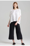 Natori Embroidered Linen Caftan Top