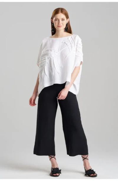 Natori Embroidered Linen Caftan Top